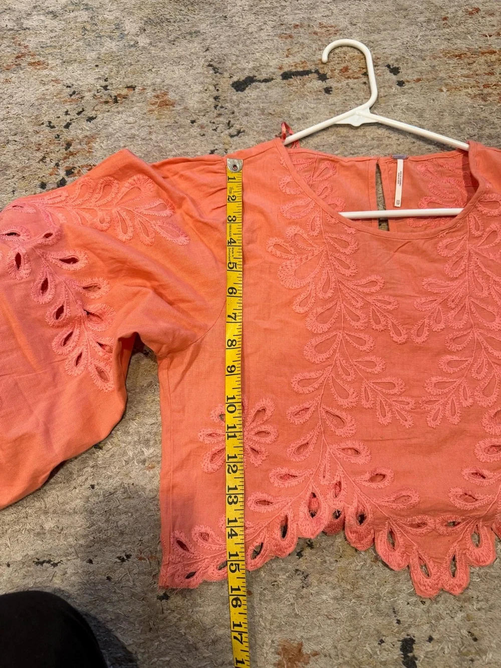 Free People Coral Eyelet Cropped Top - Picture 2 of 10